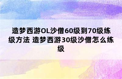 造梦西游OL沙僧60级到70级练级方法 造梦西游30级沙僧怎么练级